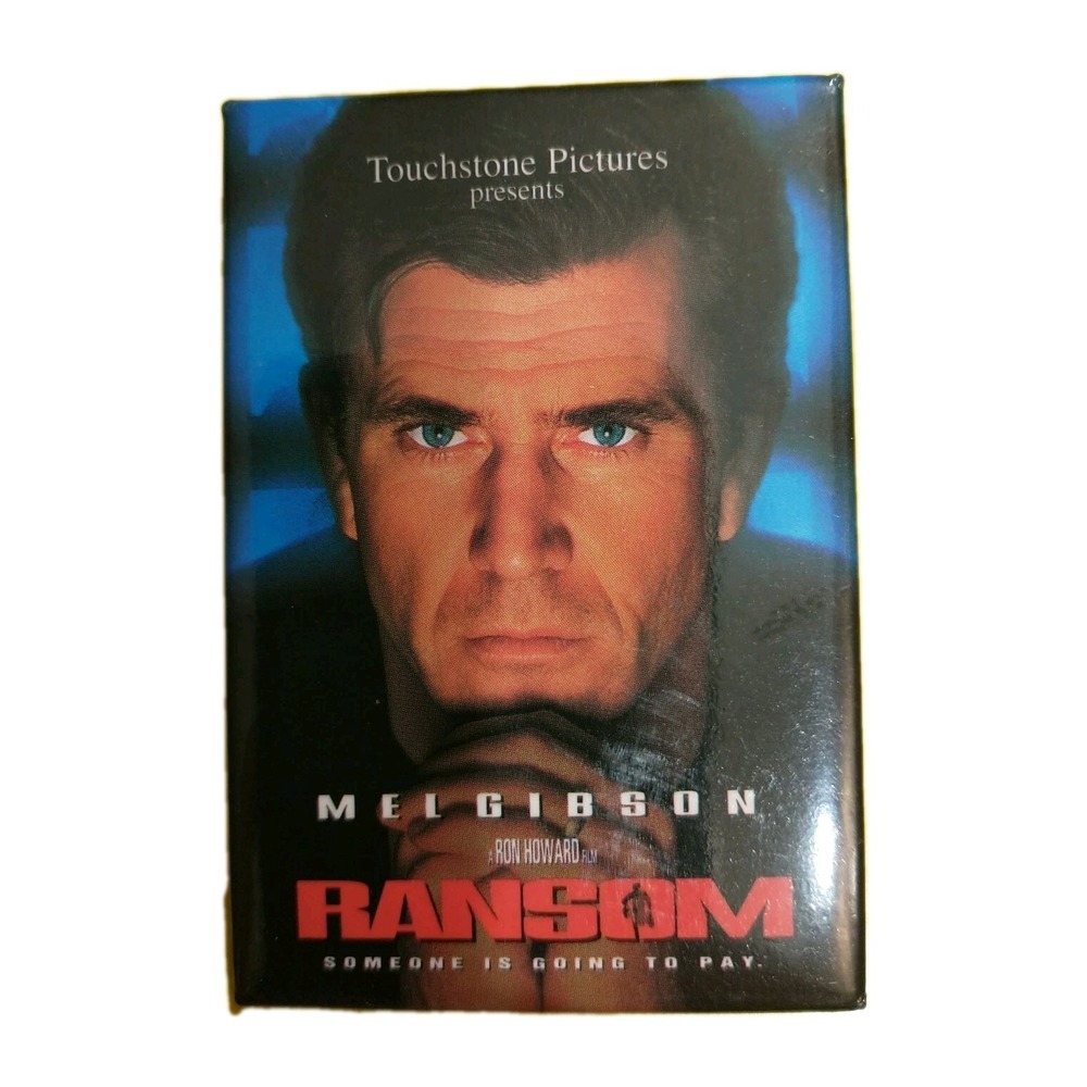 1996 Ransom Movie Promo Button Badge Pin Mel Gibson Touchstone Pictures Vintage